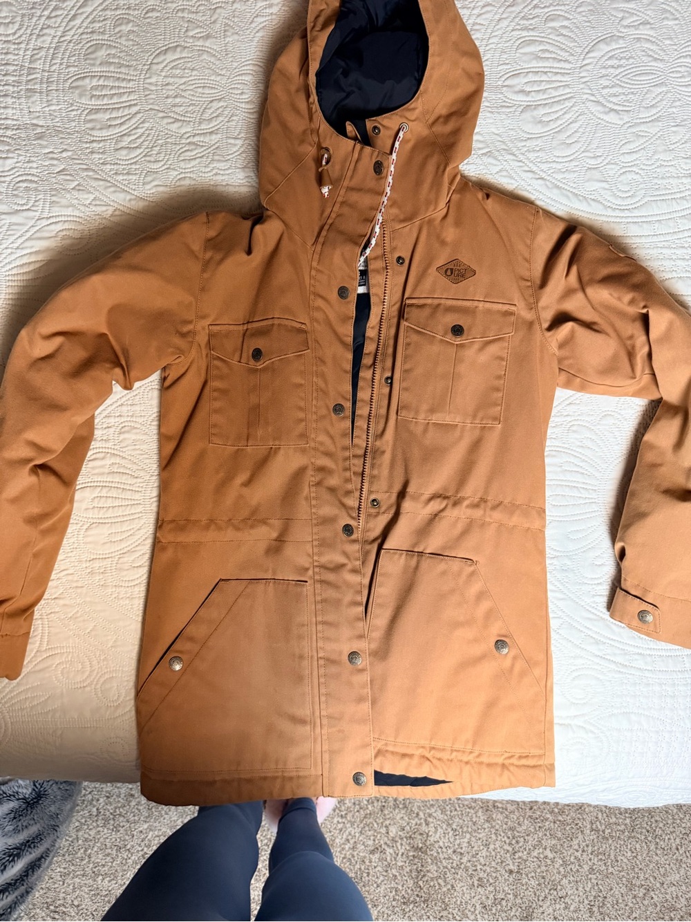 Women's Hooded Utility Jacket - Caramel Tan